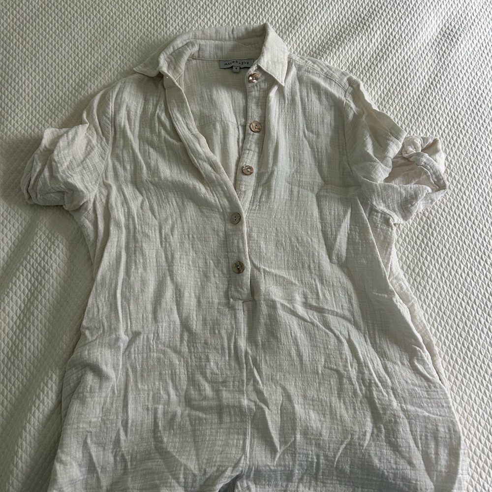 Cream Button-Up Romper
